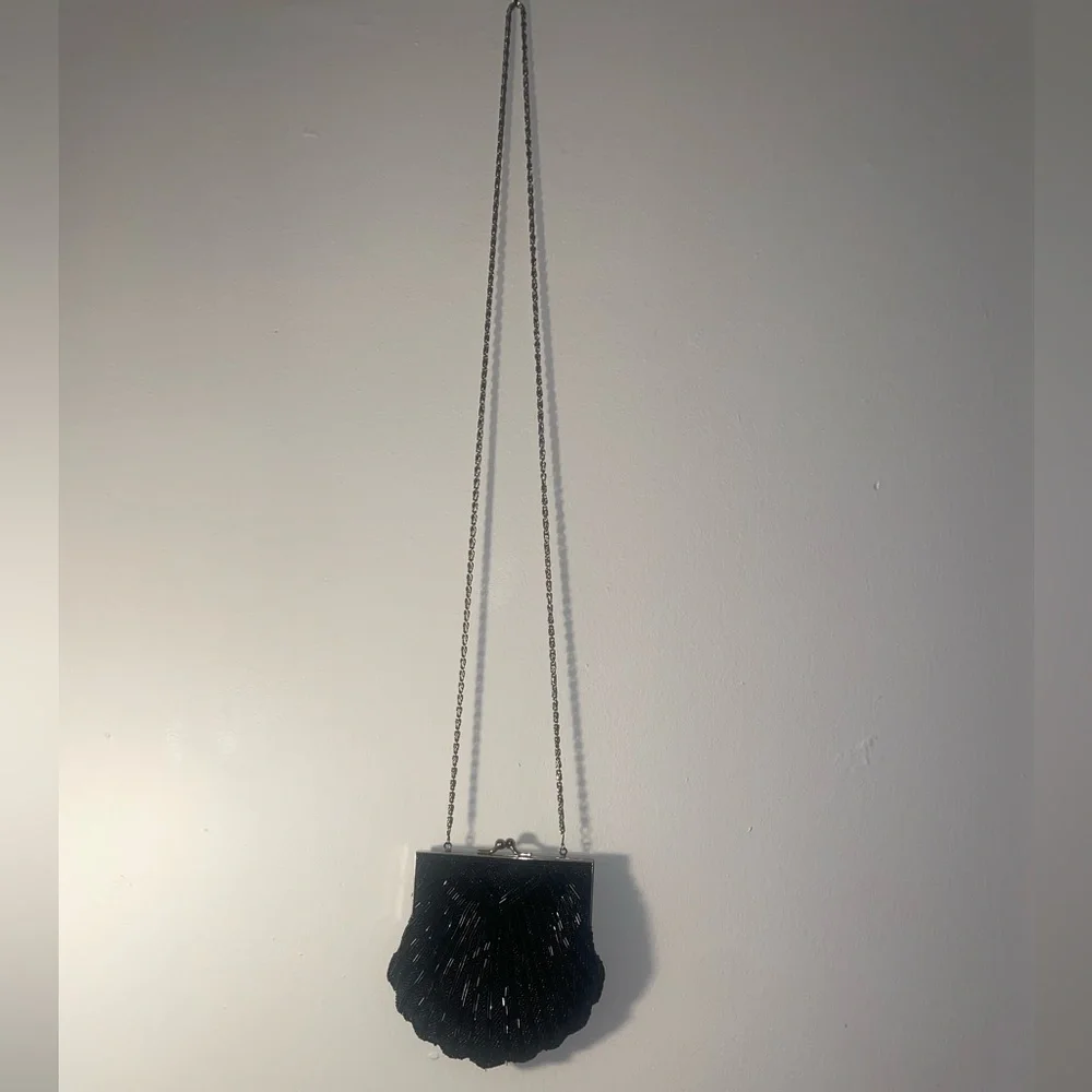 Vintage Black Beaded Evening Clutch Bag - Picture 3 of 7